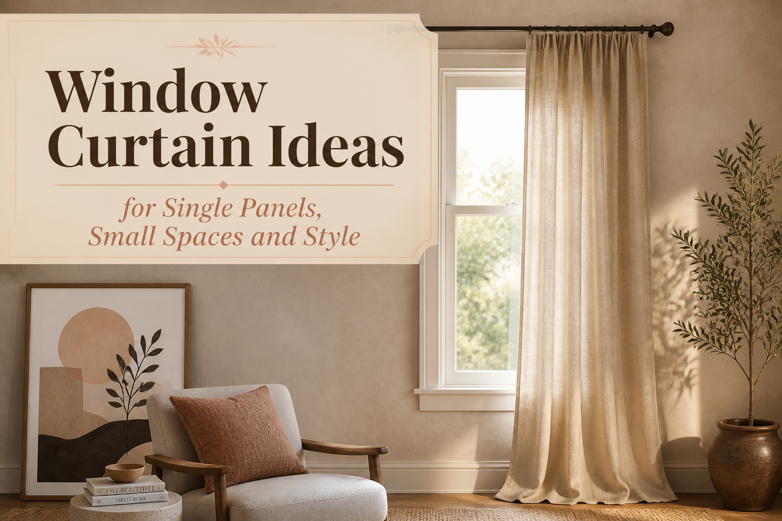 A variety of window curtains displayed in different styles and fabrics.