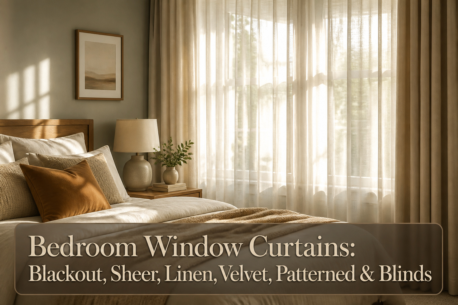 A collection of different curtain styles for bedroom windows.