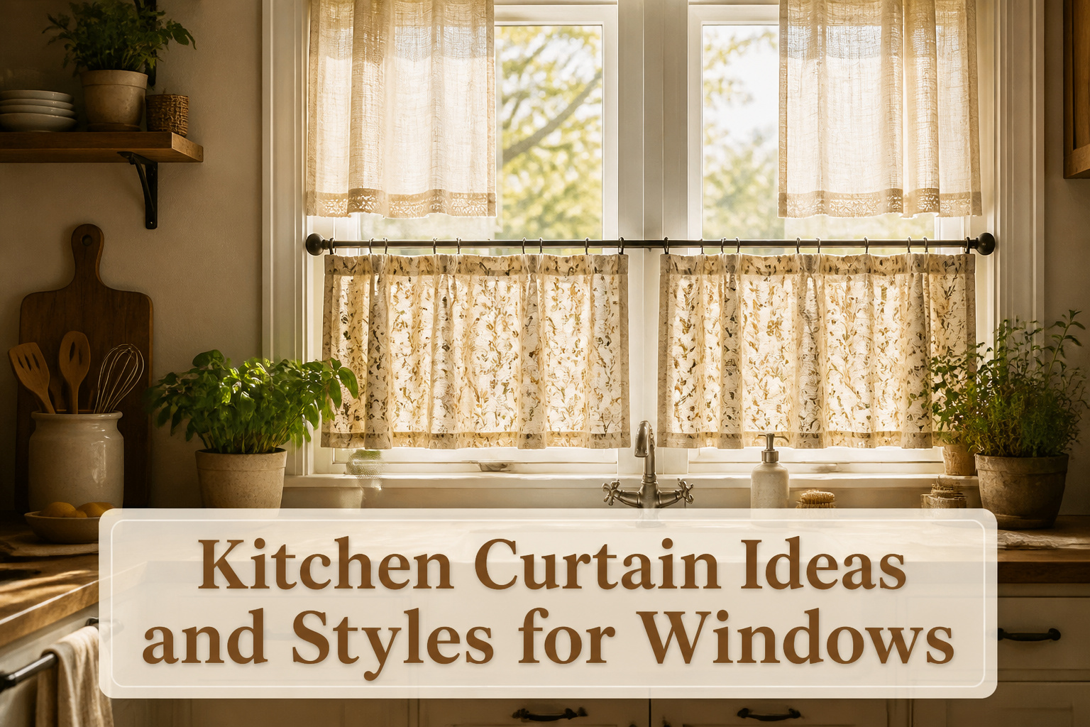 Various kitchen curtains in different styles and colors displayed together.