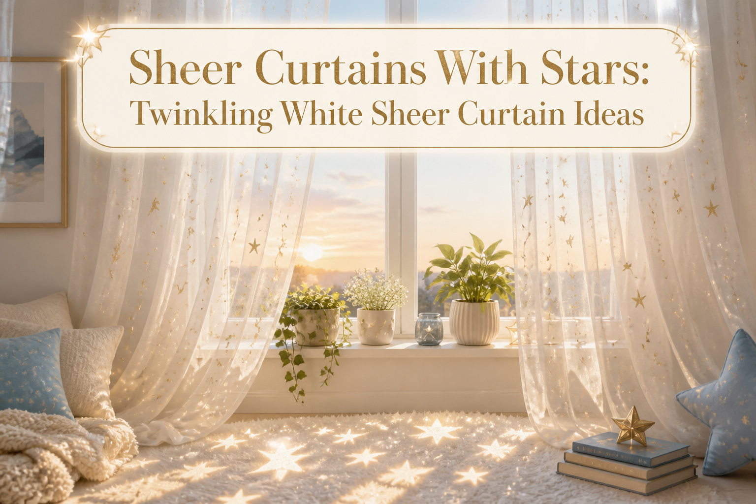 Various sheer curtains featuring star designs displayed together.