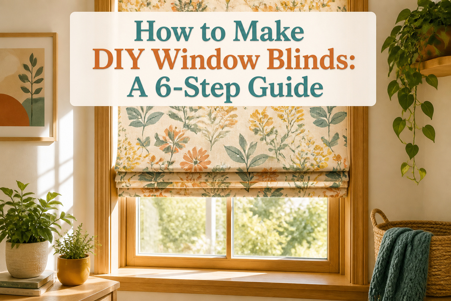 A beautifully crafted DIY window blind in a warm, inviting room.