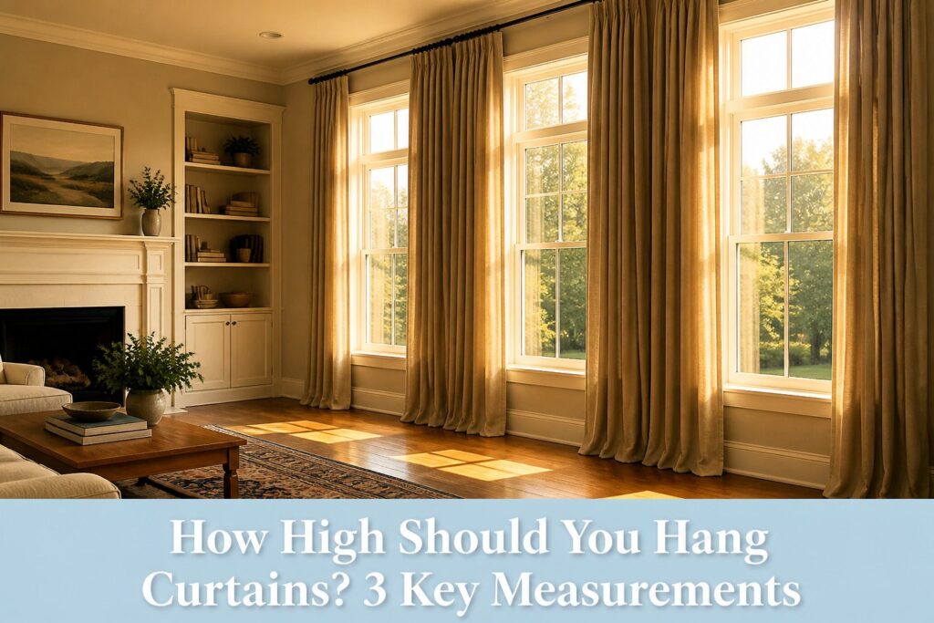 A visual guide showing how to measure for hanging curtains.